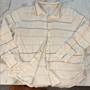 Maurices Cream and Blue Striped Button Down Shirt